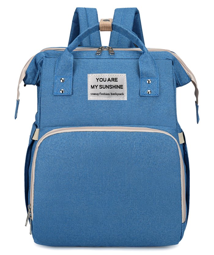 2 in 1 τσάντα πλάτης και παιδικό κρεβατάκι TMV-0052, αδιάβροχη, μπλε