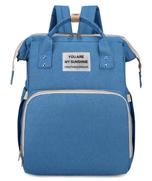 2 in 1 τσάντα πλάτης και παιδικό κρεβατάκι TMV-0052, αδιάβροχη, μπλε