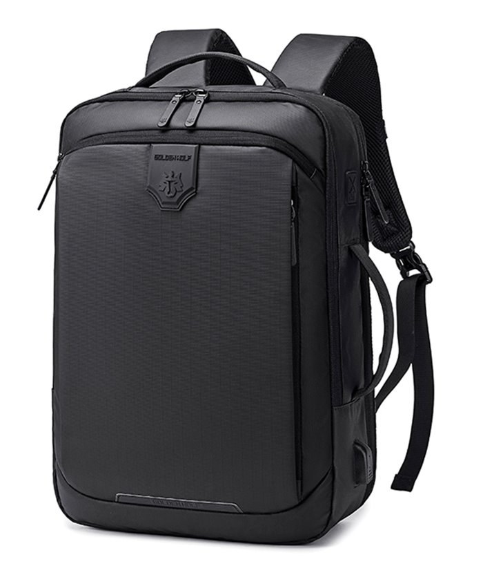 GOLDEN WOLF τσάντα πλάτης GB00450, με θήκη laptop 15.6", 22L, μαύρη