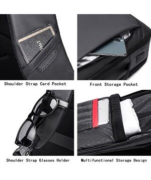 GOLDEN WOLF τσάντα πλάτης GB00450, με θήκη laptop 15.6", 22L, μαύρη