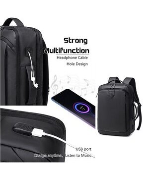 GOLDEN WOLF τσάντα πλάτης GB00450, με θήκη laptop 15.6", 22L, μαύρη