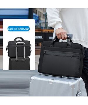 GOLDEN WOLF τσάντα ώμου GW00010, με θήκη laptop 15.6", 12L, μαύρη