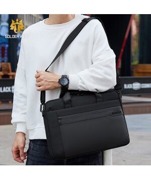 GOLDEN WOLF τσάντα ώμου GW00010, με θήκη laptop 15.6", 12L, μαύρη