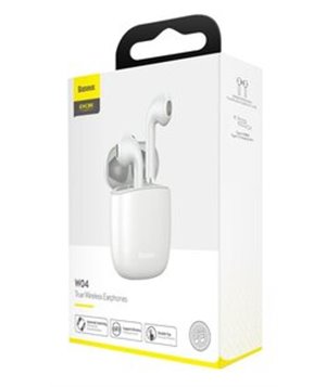 BASEUS earphones ENCOK W04, true wireless, με θήκη φόρτισης, λευκά