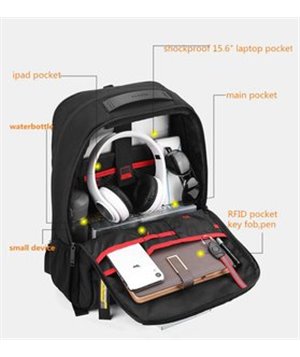 ARCTIC HUNTER τσάντα πλάτης B00357-BK με θήκη laptop 15.6", μαύρη