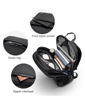 ARCTIC HUNTER τσάντα πλάτης B00410με θήκη laptop 14", πτυσσόμενη, μαύρη