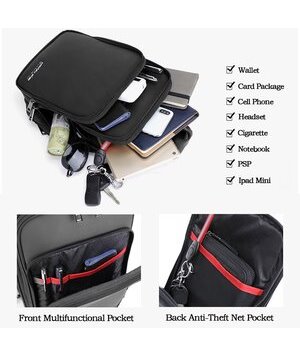 ARCTIC HUNTER τσάντα Crossbody XB00111-BK, αδιάβροχη, μαύρη