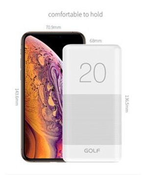 GOLF Power bank Candy G81 20000mAh, 2x output, 2.1A, λευκό