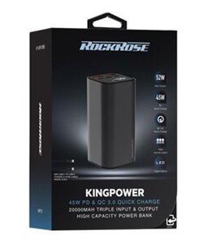 ROCKROSE power bank RRPB21, 20000mAh, 2x USB & USB Type-C, 52.5W, γκρι