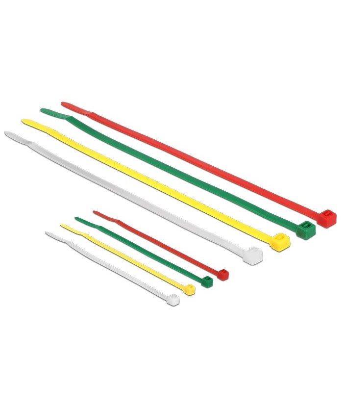 DELOCK Δεματικά καλωδίων, 100x2.5mm - 200x3.6mm, χρωματιστά, 200τμχ