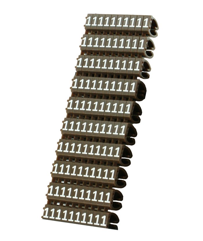 POWERTECH Clip αρίθμησης καλωδίου Νο 1, Brown, 10τεμ.