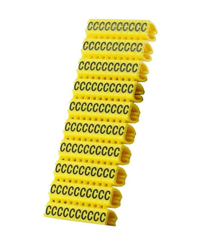 POWERTECH Clip αρίθμησης καλωδίου γράμμα C, Yellow, 10τεμ.