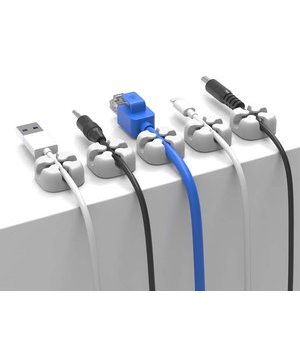 POWERTECH οργανωτής καλωδίων σιλικόνης TIES-029, 2 καλωδίων, λευκό, 5τμχ